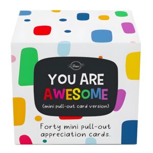 dessie awesome cards - 40 unique mini encouragement cards w/inspirational messages 2.5" x2x5. employee appreciation gifts. teacher appreciation cards in bulk. positive affirmation cards.