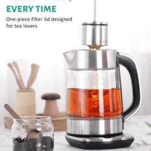 KEINVE Electric Kettle Temperature Control - 1.7L Glass Tea Kettle Electric with Infuser, 60Min Keep Warm & Automatic Shut Off, 1500W Rapid Boil Water Boiler for Loose Tea, Coffee, Oatmeal