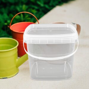 DEARMAMY Plastic Paint Pail, 5 L Clear Paint Bucket with Handle Lids Food Storage Buckets Empty Paint Cans Water Bucket Heavy Duty Buckets Industrial Pail for Storage B