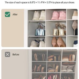 Hzuaneri Shoe Storage Cabinet, 36 Pairs Free Standing Closet Organizer, 8.8 inch Widened Cell Wood Shoe Organizer, 12 Tiers Vertical Space Saving Shoe Rack for Entryway, Bedroom, White SR20703X