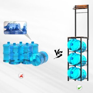 Water Bottle Holder 5 Gallon Water Cooler Jug Rack 3-Tiers Water Bottle,Removable water bottle cage,Can place coffee machine,Organizer with Storage Shelves for Kitchen Living Room Office（Upgraded）