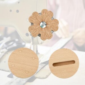 Daisy Thread Cutter, Tabletop Blade Saver Yarn Cutter with Anti-Slip Stand Wooden Rotary Thread Cutting Tool Sewing Seam Supplies Quilting Notions