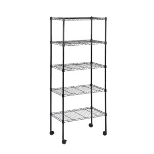 healsmart heavy duty 5-tier storage shelving unit, 21" w x 12" d x 54" h wire metal stackable storage, chrome