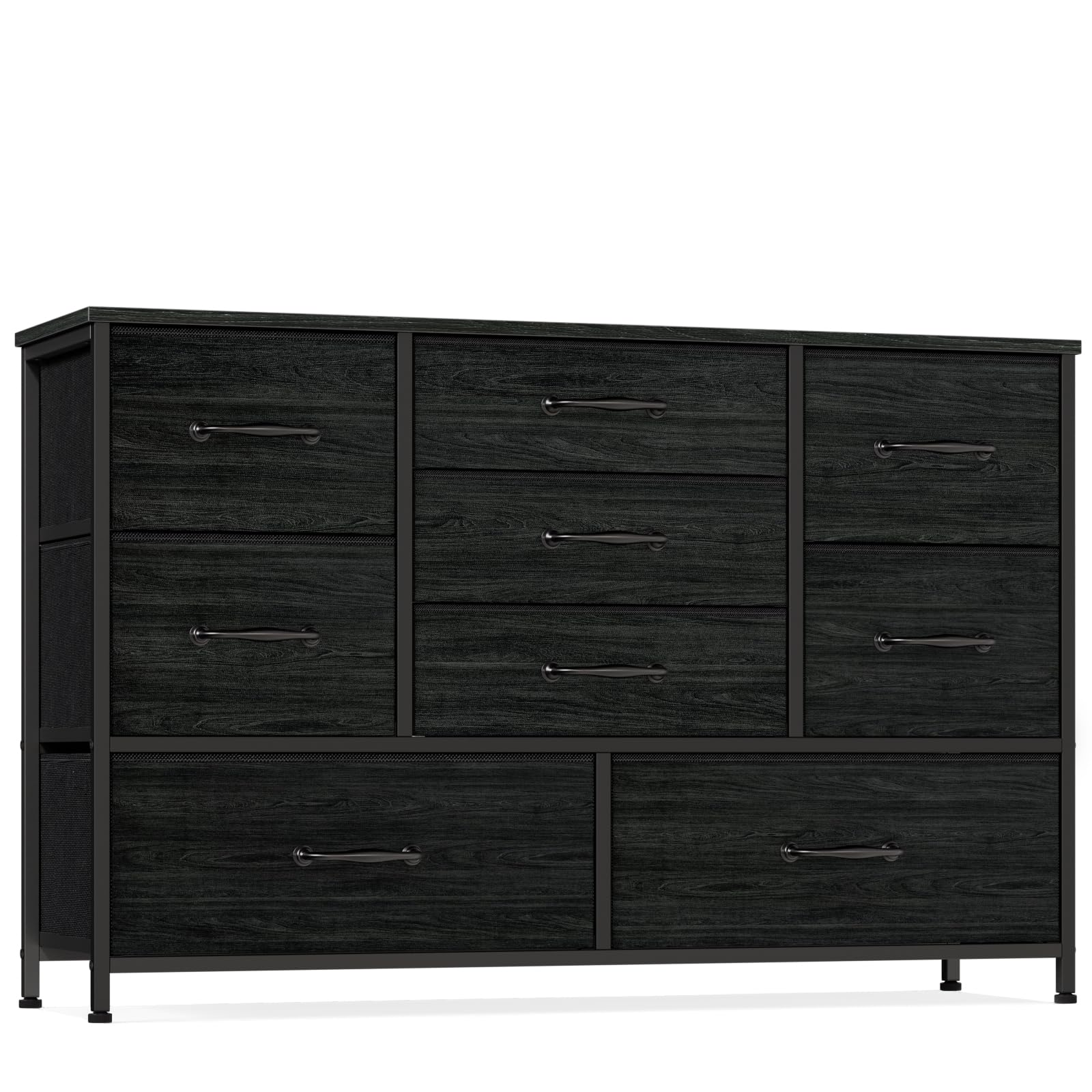 Furnulem Tall Dresser with 6 Drawers and Wide Dresser with 9 Large Drawers for 55'' Long TV Stand for Bedroom,Living Room,Closet,Entryway,Sturdy Metal Frame (Black Oak