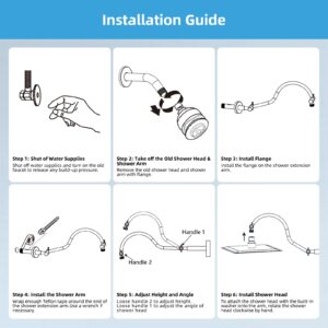 Hibbent All Metal Upgraded 18'' Shower Head Extension Arm, Shower Arm with Flange, Solid Brass Flexible Height & Angle Adjustable Shower Arm Extender with Lock Joint, Universal Connection, Chrome