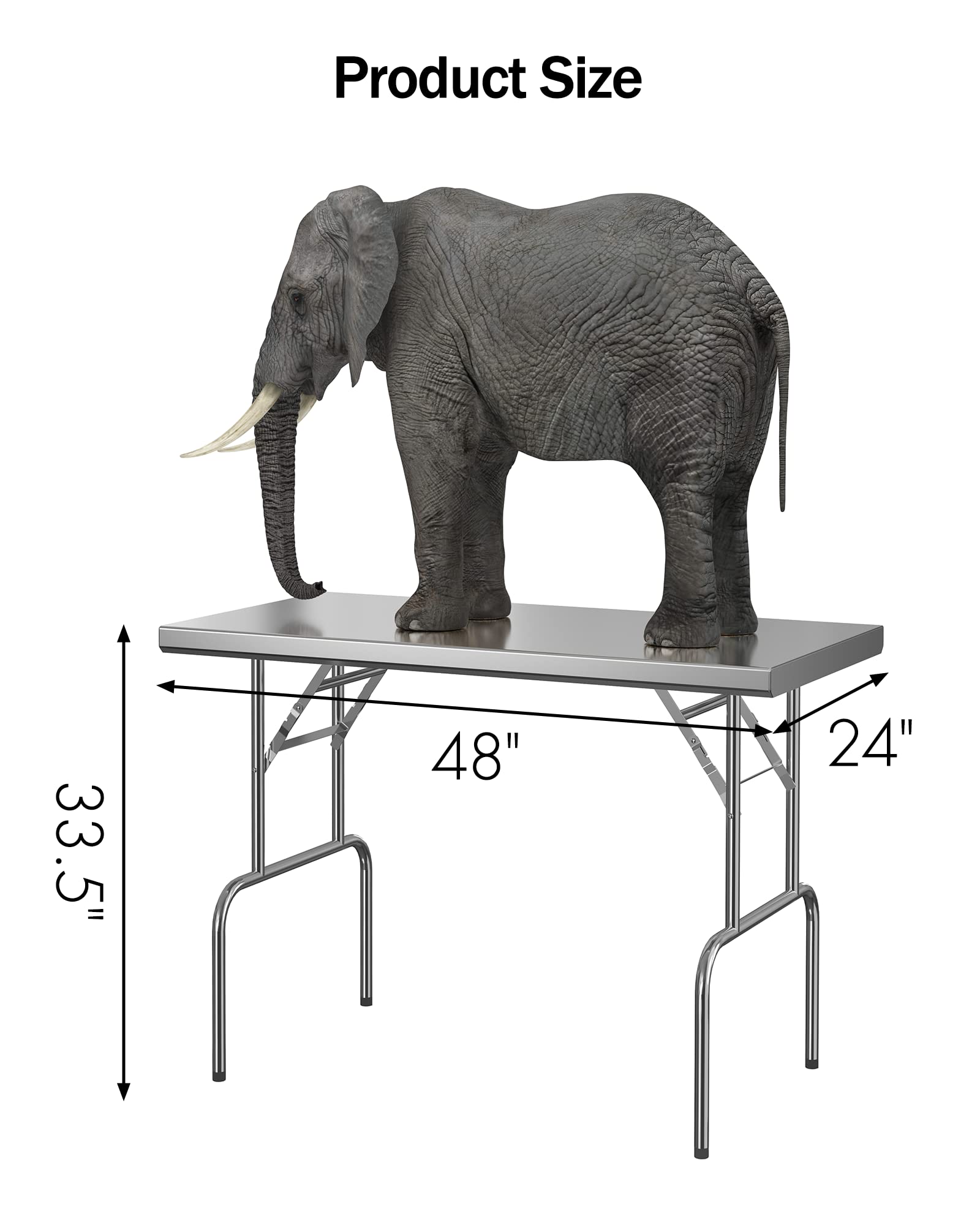 Garvee Stainless Steel Folding Table 24 x 48 Inches, NSF Commercial Portable Prep & Work Table, Heavy Duty Table for Outdoor Camp Picnic Party Restaurant, Home and Hotel