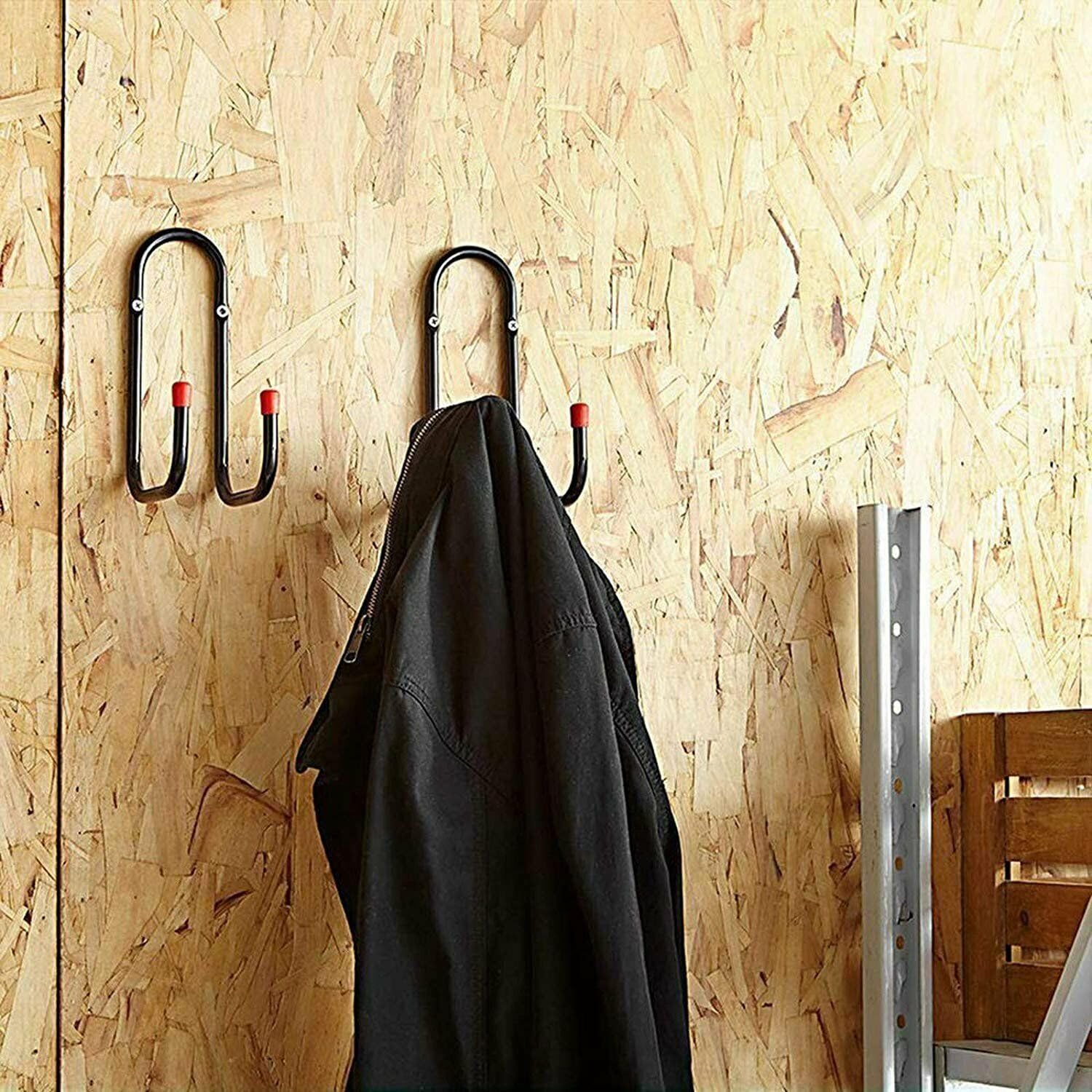 ASHMAV 2X Heavy Duty Metal Wall Mount Garage Storage Double J Utility Bike Hooks Hanger