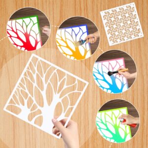 24Pcs Stencils for Painting, Reusable Geometric Painting Stencils Abstract Layering Christmas Stencil Decor for Painting on Wooden Furniture Floor Xmas Supplies