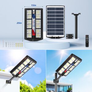 WYWNA 4200W Solar Street Lights Outdoor, Wide Angle Solar Parking Lot Lights Motion Sensor Solar Lights Outdoor Waterproof Led Street Light Solar Powered Dusk to Dawn for Yard