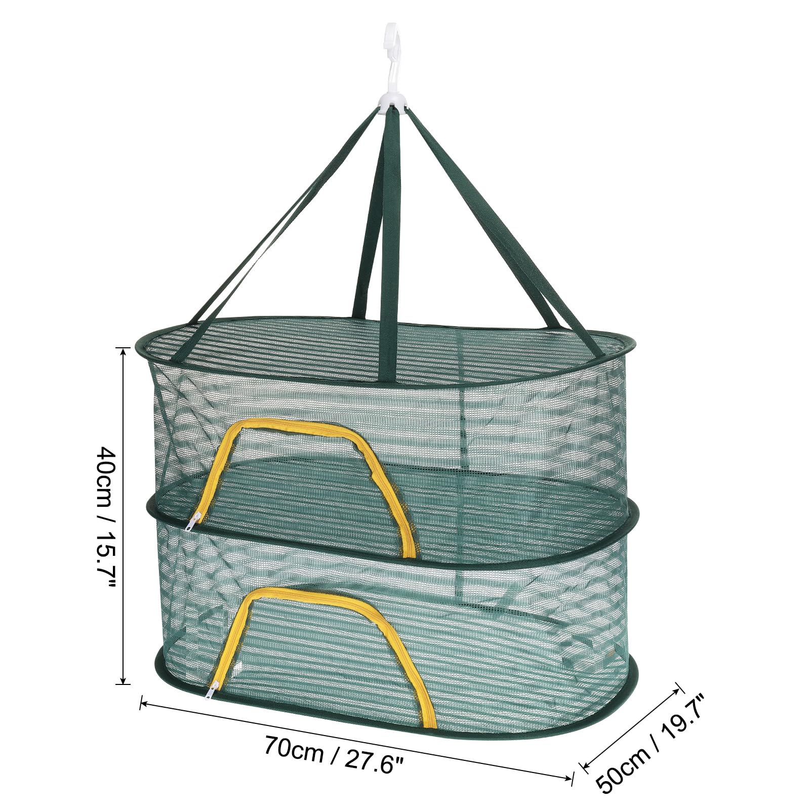 PATIKIL Folded Mesh Clothes Hanging Dryer, Double Layer Sweater Drying Rack, 70cmx50cm, Green