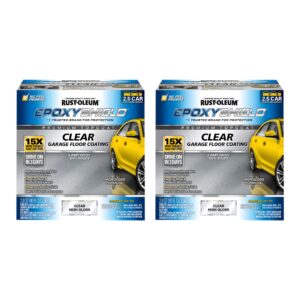 rust-oleum 292514-2pk epoxyshield premium clear floor coating kit, 2.5 car, gloss clear, 2 pack