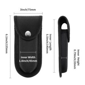 Nylon Pocket Knife Sheath, 5''-5.5'' Multitool Pouch, Folding Knife Belt Sheath with Snap Closure and Horizontal or Vertical Carry Belt Loop, Multitool Case for Outdoor or Daily Use, Larger Size