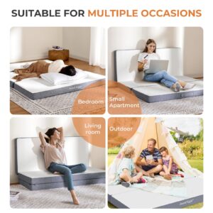 Sweetnight Tri Folding Mattress - 4-inch Foldable Mattress with a Collapsible and Washable Cover | Medium-Firm with Non-Slip Design | Suitable for RV Travel, Camping, Guest（TXL）