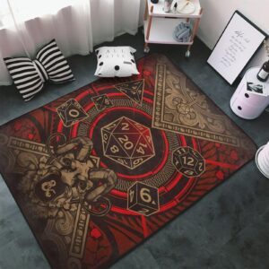 jioondemand dungeons rug dragons area rugs 3d print large carpet anti slip door mat decorative for bedroom living room office 60x39 inch, white