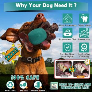 DBF Dog Chew Toys for Aggressive Chewers - Wild Boar Indestructible Dog Squeak Toy with Bacon Flavor, Durable Heavy Duty Dog Toys, Tough Nylon Dog Bones Toys for for Large Medium Breed(Cyan)