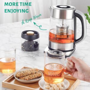 KEINVE Electric Kettle Temperature Control - 1.7L Glass Tea Kettle Electric with Infuser, 60Min Keep Warm & Automatic Shut Off, 1500W Rapid Boil Water Boiler for Loose Tea, Coffee, Oatmeal