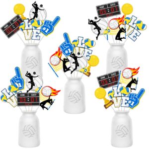 cheereveal 24 pieces volleyball centerpiece sticks, bump set spike volleyball table toppers, sports themed baby shower birthday party decorations