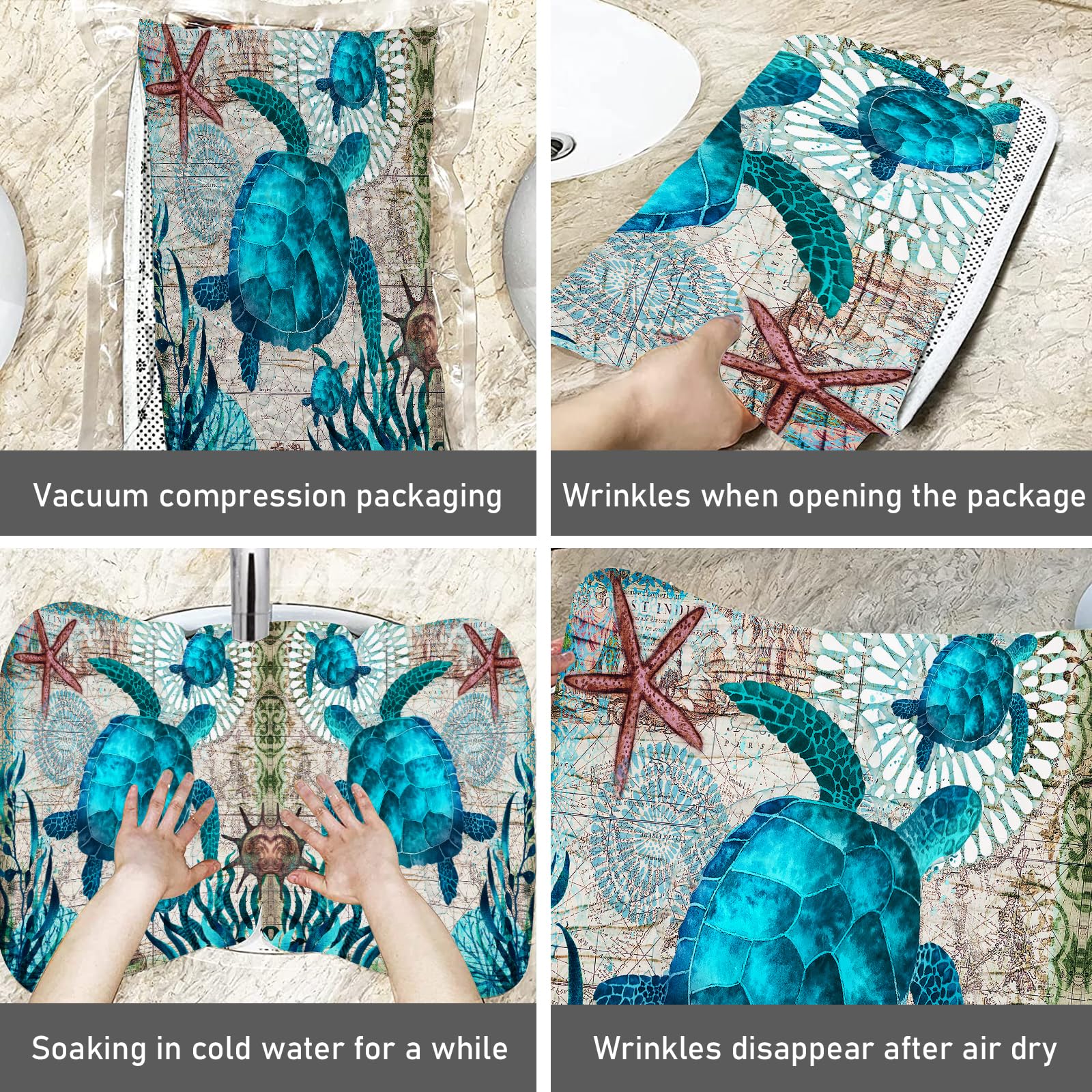 Coastal Runner Rug for Hallway 2x6 Sea Turtle Hallway Rugs Nautical Throw Rug Blue Turtles Beach Ocean Life Teal Marine Animal Area Rug Non-Slip Floor Carpet for Bedroom Entrance Door Mat Washable Rug