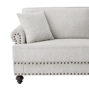 Asucoora Rolled Arm Chenille Upholstered Loveseat, 2-Seater Sofa Couch with Nailhead Trim and 2 Pillows Gray