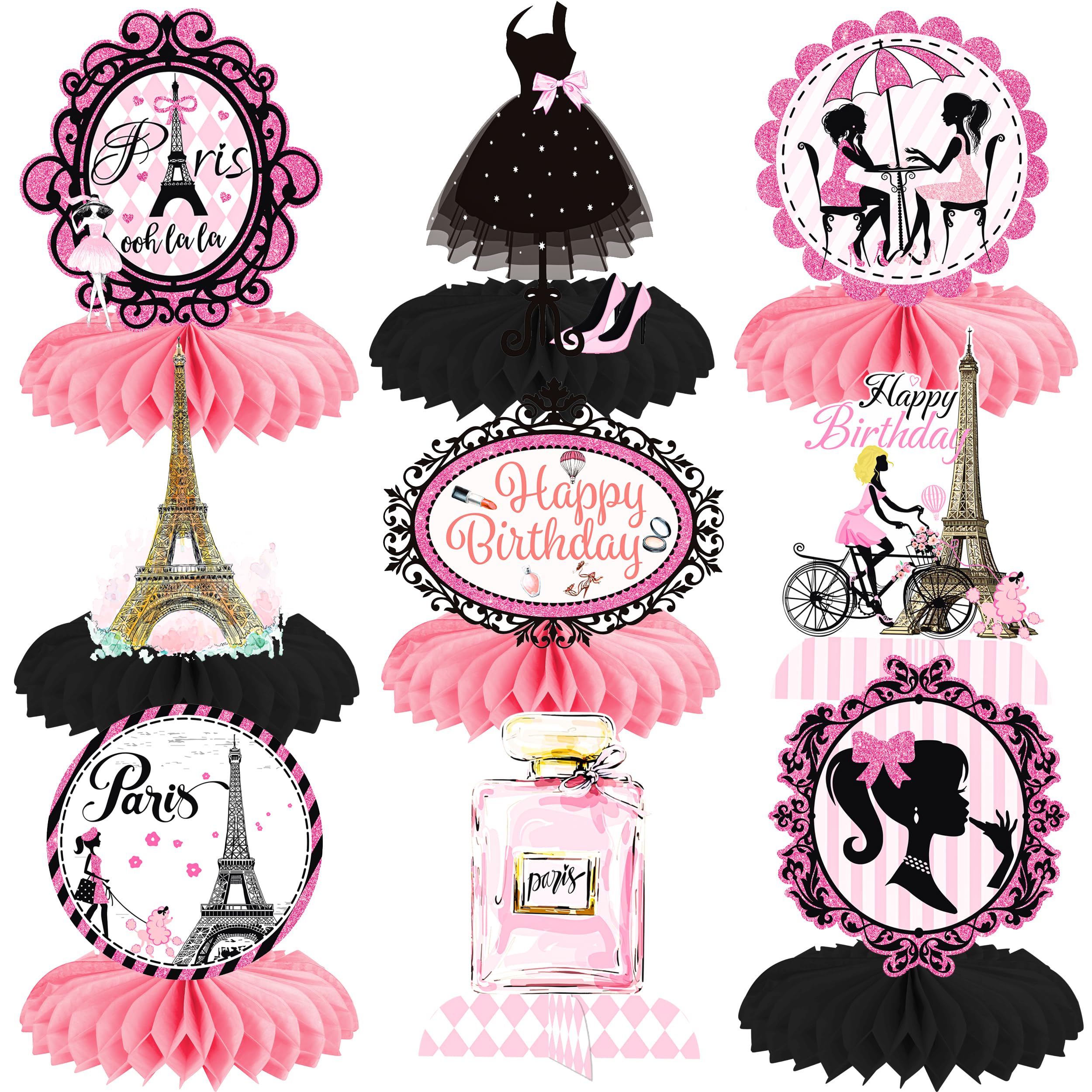 Paris Eiffel Tower Honeycomb Centerpieces Paris Themed Party Decorations Pink Paris Party Honeycomb Centerpieces for Girls Birthday Baby Shower Weddings Party Favor Supplies