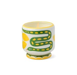 paddywax scented candles dopo hand-painted ceramic luxury artisan candle, 8-ounce, snake - wild lemongrass