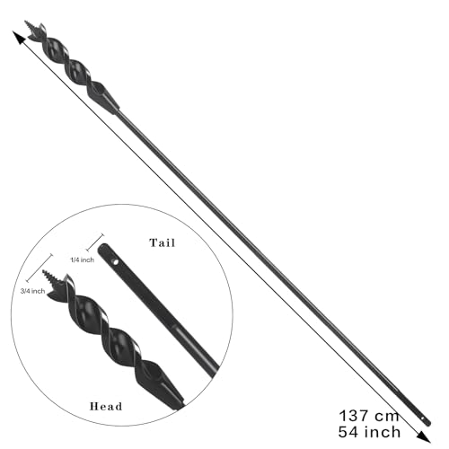 YY-LC Flexible Drill Bit for Wire Pulling with Guide Ball Kit,3/4 in. x (4.5 FT) 54 in. Long Flex Drill Bits for Wood,Auger Head Installer Drill Bit, Fish Bit for Pulling Wires in Walls