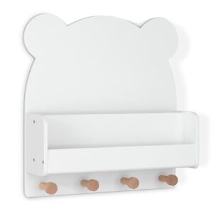 babyGap by Delta Children Brannan Bear Wall Shelf with 4 Hooks, White