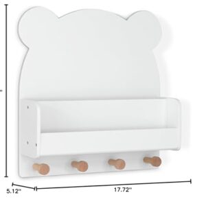 babyGap by Delta Children Brannan Bear Wall Shelf with 4 Hooks, White