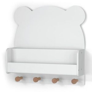 babyGap by Delta Children Brannan Bear Wall Shelf with 4 Hooks, White