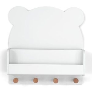 babygap by delta children brannan bear wall shelf with 4 hooks, white