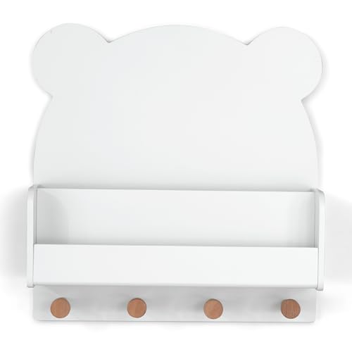 babyGap by Delta Children Brannan Bear Wall Shelf with 4 Hooks, White