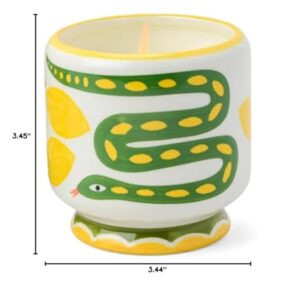 Paddywax Scented Candles Dopo Hand-Painted Ceramic Luxury Artisan Candle, 8-Ounce, Snake - Wild Lemongrass