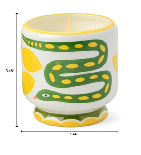 Paddywax Scented Candles Dopo Hand-Painted Ceramic Luxury Artisan Candle, 8-Ounce, Snake - Wild Lemongrass