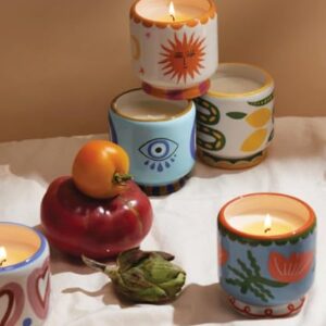 Paddywax Scented Candles Dopo Hand-Painted Ceramic Luxury Artisan Candle, 8-Ounce, Snake - Wild Lemongrass