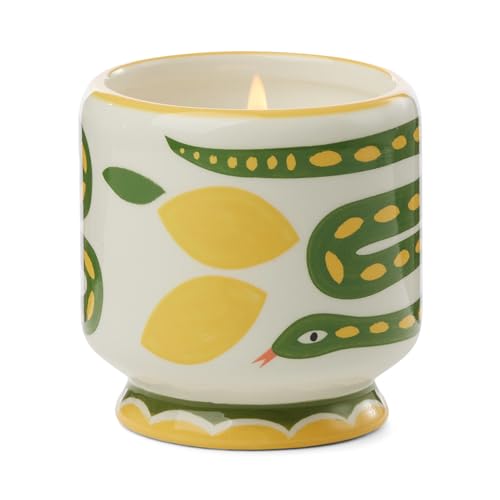 Paddywax Scented Candles Dopo Hand-Painted Ceramic Luxury Artisan Candle, 8-Ounce, Snake - Wild Lemongrass