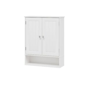 IANUE Bathroom Cabinet - Over The Toilet Storage Cabinet White Medicine Cabinet, Bathroom Wall Cabinet with 2 Doors and Adjustable Shelves, Small Wall Mounted Cabinet for Bathroom, Kitchen, Laundry