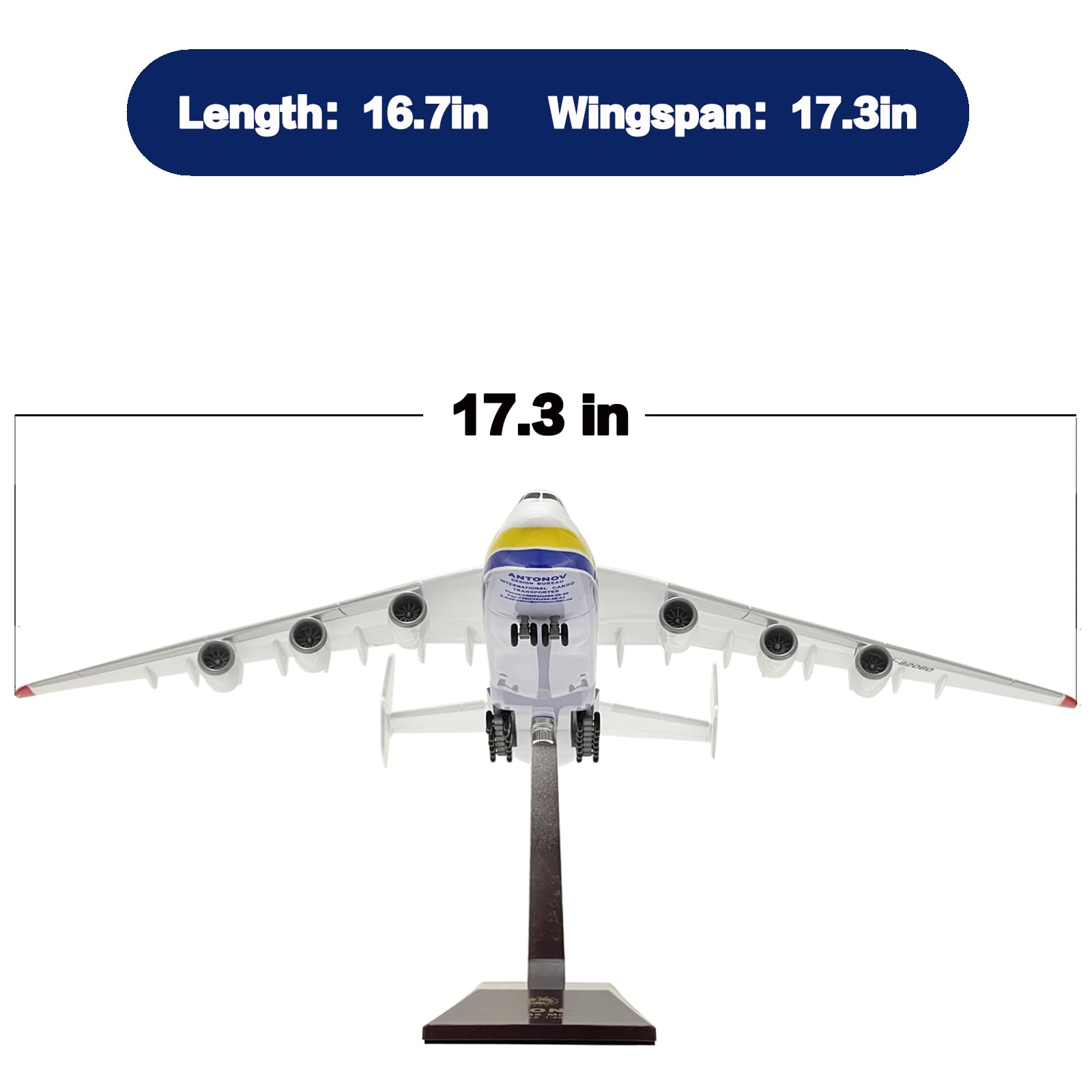 An-225 Aircraft Model 1:200 Scale 16.5” Replica Ukrainian Transport Plane An225 Model Plane Aircraft Model Cabin Can Open Children's Birthday Gift Resin Collectible Figurine