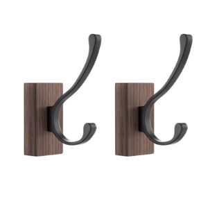 colgeify 2 packs wood wall hooks heavy duty, wood coat hooks for wall mounted - heavy duty walnut wood wall hooks.