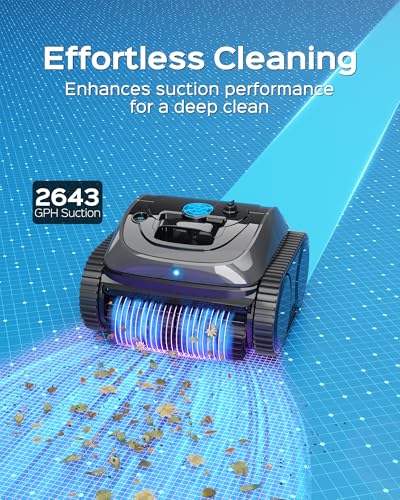 WYBOT Cordless Robotic Pool Vacuum, 140mins Runtime, Robotic Pool Cleaner with Upgraded Triple-Motor, Wall Climbing, Intelligent Route Planning, for Pools up to 1,614 Sq.ft