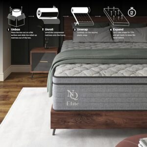 NapQueen Elite Series Machka Full Size Mattress, 10 Inch Cooling Gel Memory Foam Mattress Full Size, Hybrid Mattress in a Box with Individual Pocket Spring, CertiPUR-US Certified, Made in USA