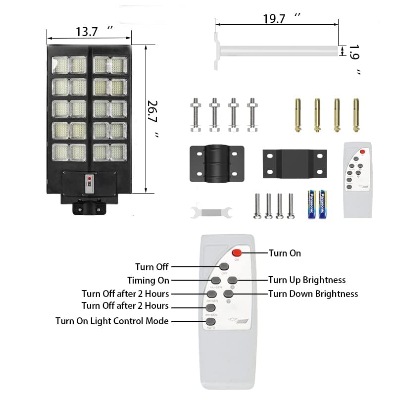 Fancemot Solar Street Lights Outdoor Waterproof Super Bright, Solar Street Light Dusk to Dawn, Solar Street Lights LED Wide Angle Lamp with Remote Control for Yard, Garage, Garden, Parking Lot, etc