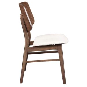 New Classic Furniture Oscar Dining Chair (Set of Four), 100% Polyester Natural Beige Fabric, Walnut Brown Finish