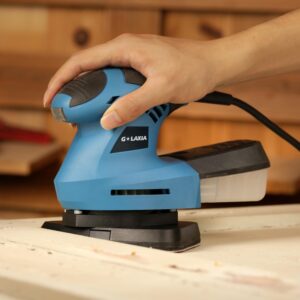 G LAXIA Detail Sander, 1.6 Amp Electric Sander with 10Pcs Sandpapers, 12000 OPM Hand Sander with Dust Box for Woodworking