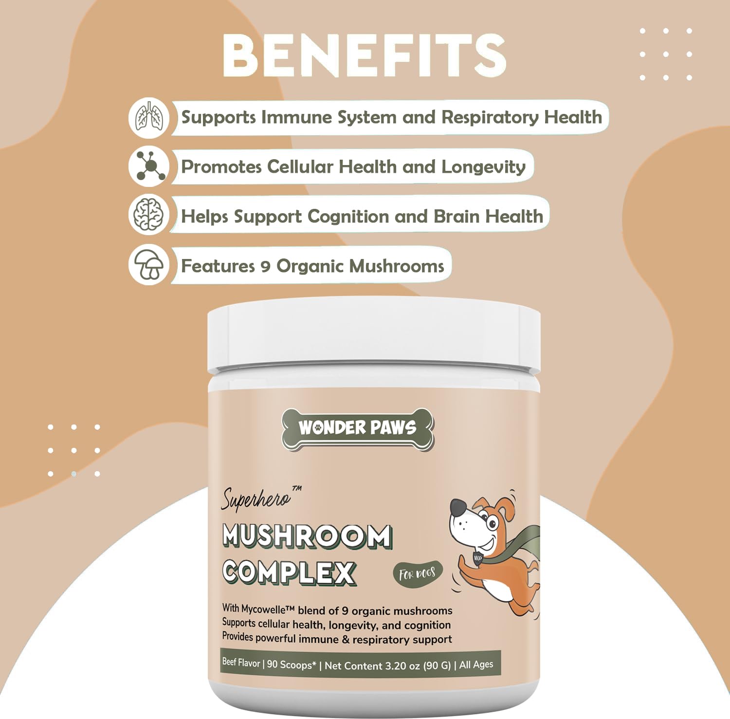 Mushroom Complex Powder Plus Omega Max Fish Oil - for Dog’s Immune Health, Vitality, Skin & Joint Care – Mushroom Complex 90 Scoops - Omega Max 16 Ounces