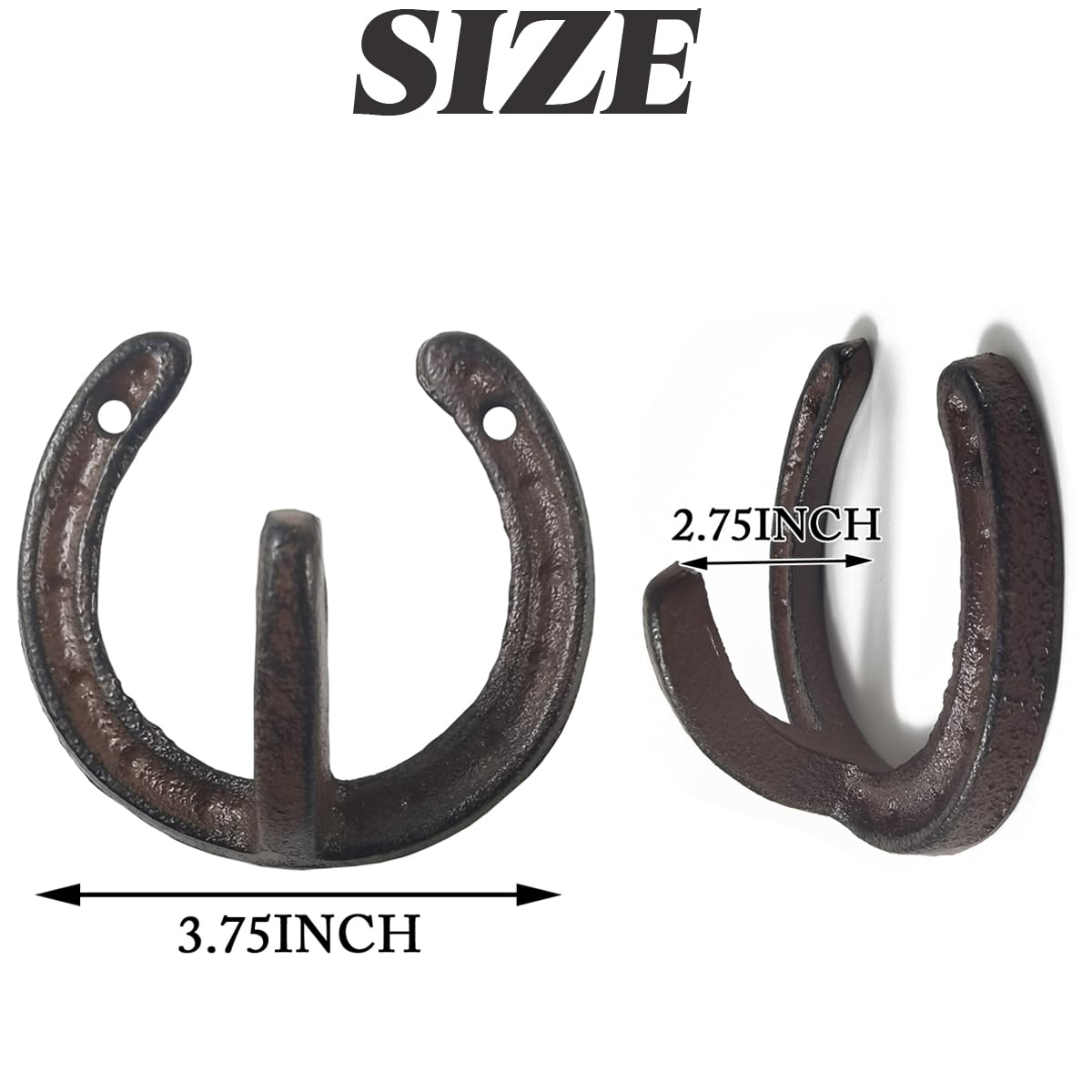 TIHOOD 4PCS Coat Hooks Vintage Wall Hanger Cast Iron Horseshoe Hooks Heavy Duty Clothes Hanger for Hanging Coat Hat Key Towel