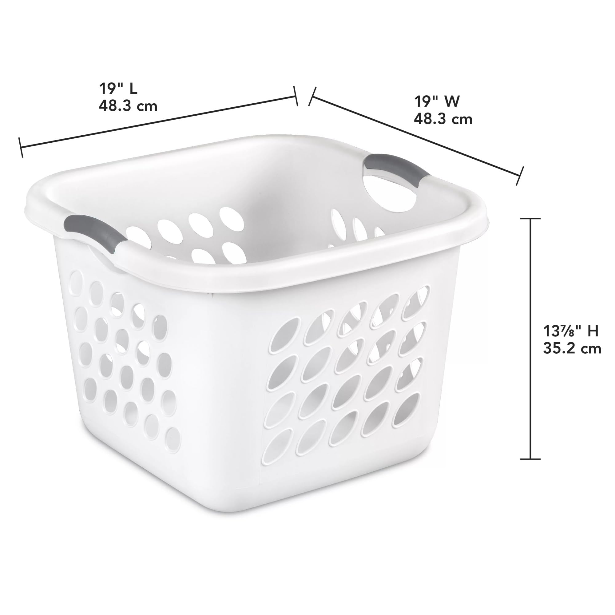 BoVano 1.5 Bushel Square Laundry Basket Plastic, White, Set of 4