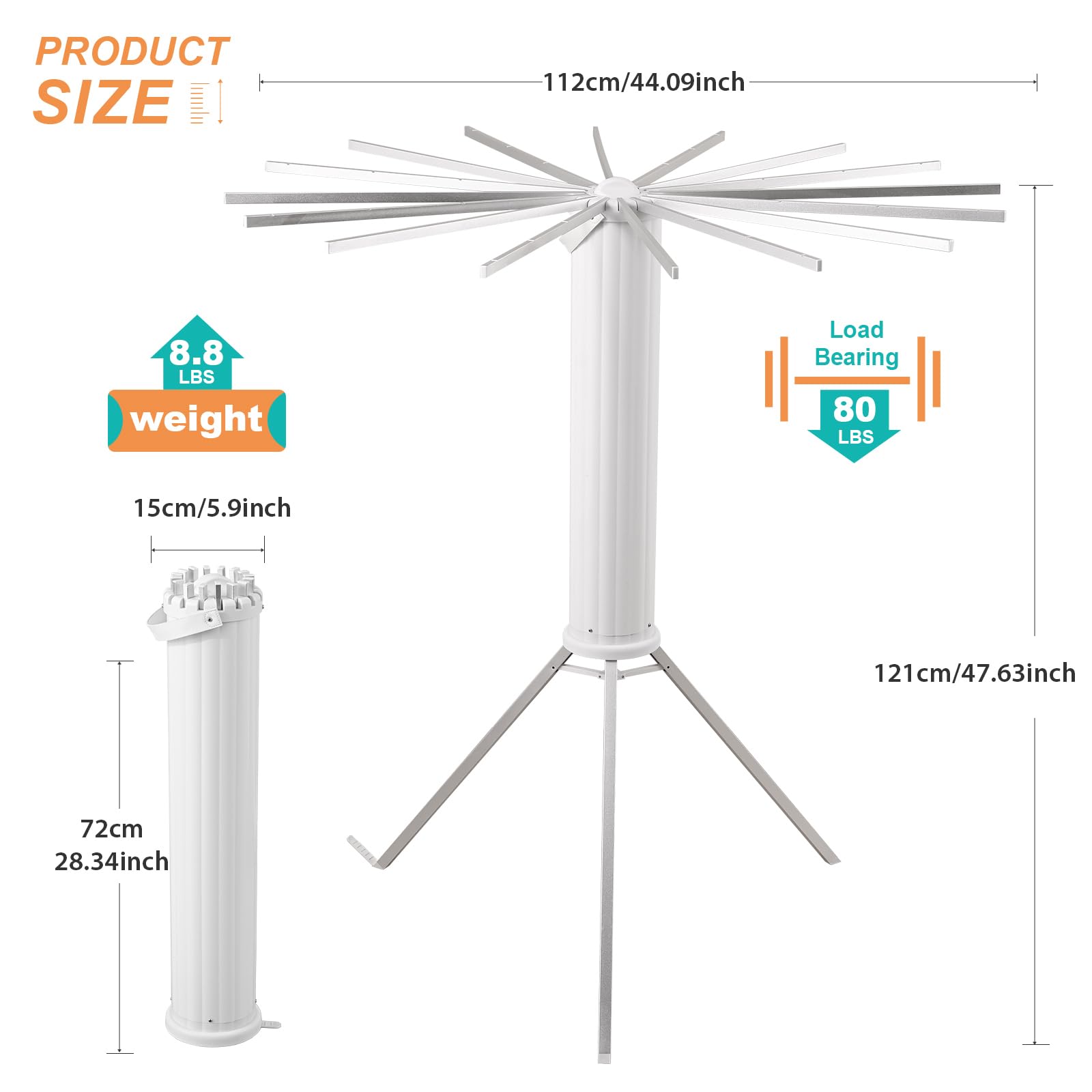 TBDXCJTQQ Tripod Clothes Drying Rack, Outdoor Clothes Drying Rack Saves Space and has Strong Load-Bearing Capacity-Drying Rack Clothing Travel Balcony Family Folding Drying Rack