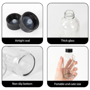 4 oz Clear Glass Bottles with Lids,15 Pack Ginger Shots Bottles Small Glass Bottles with Black Poly Cone Caps for Essential oils,120ml Boston Round Samples Bottles for Juice,Dispensing,Travel Use