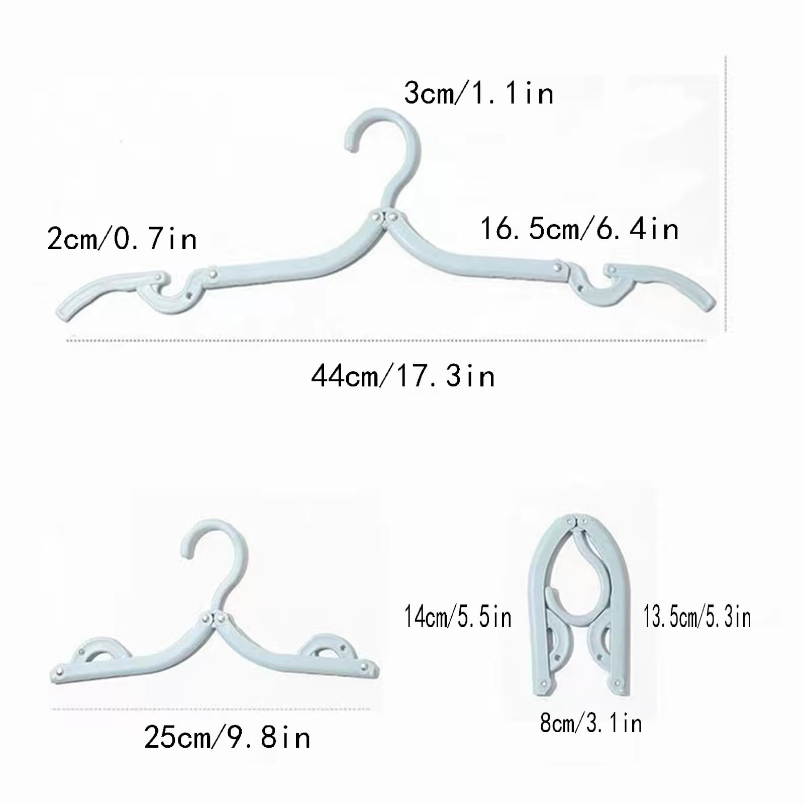 12 Pcs Hangers with 24 Pcs Clips, Folding Clothes Hangers Portable Pants Hangers - Organizer Bag for Travel