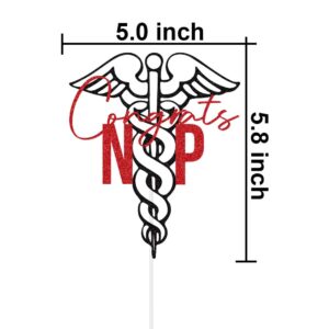 Congrats NP Cake Topper, Congrats Nurse, Future Nurse, 2024 Nursing School Graduation Party Decorations Black & Red Glitter